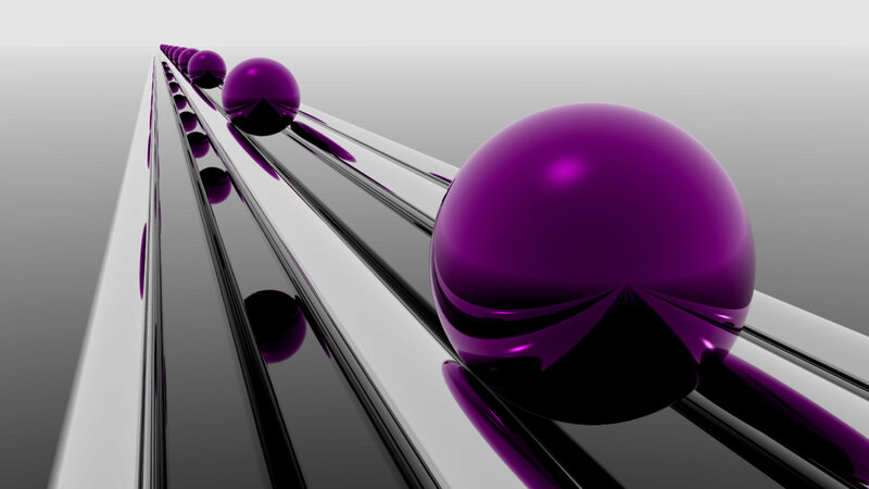 Purple Spheres on Rails — Minimalist