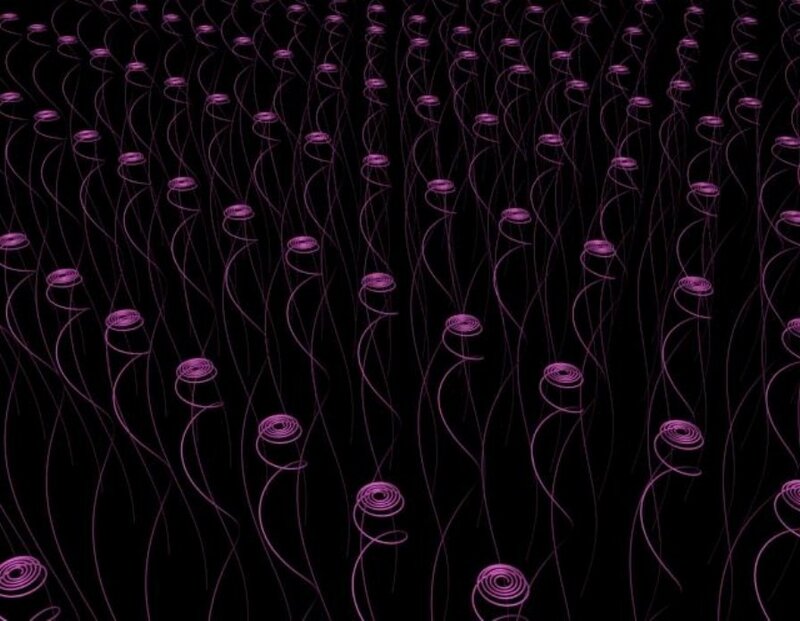 Purple spiral patterns on black