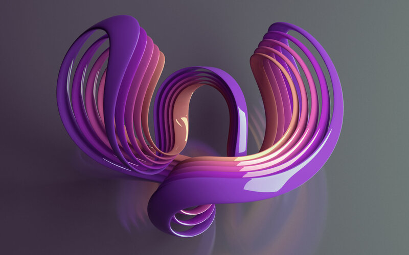 Purple Spiral Ribbons — Abstract, 3d Render