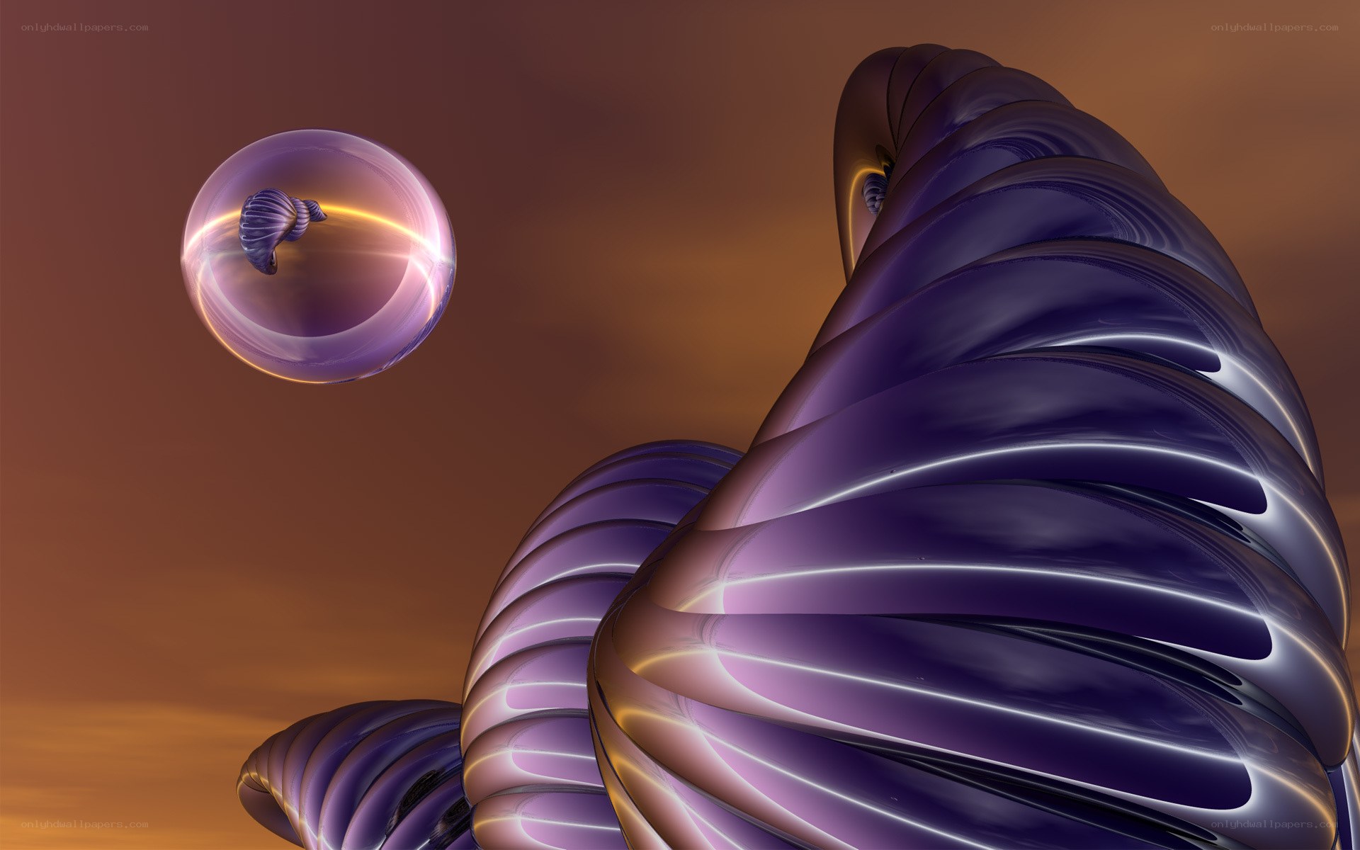 Purple spiral structure with bubble