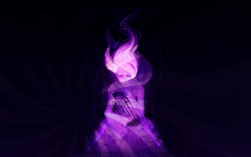purple spirit with feather