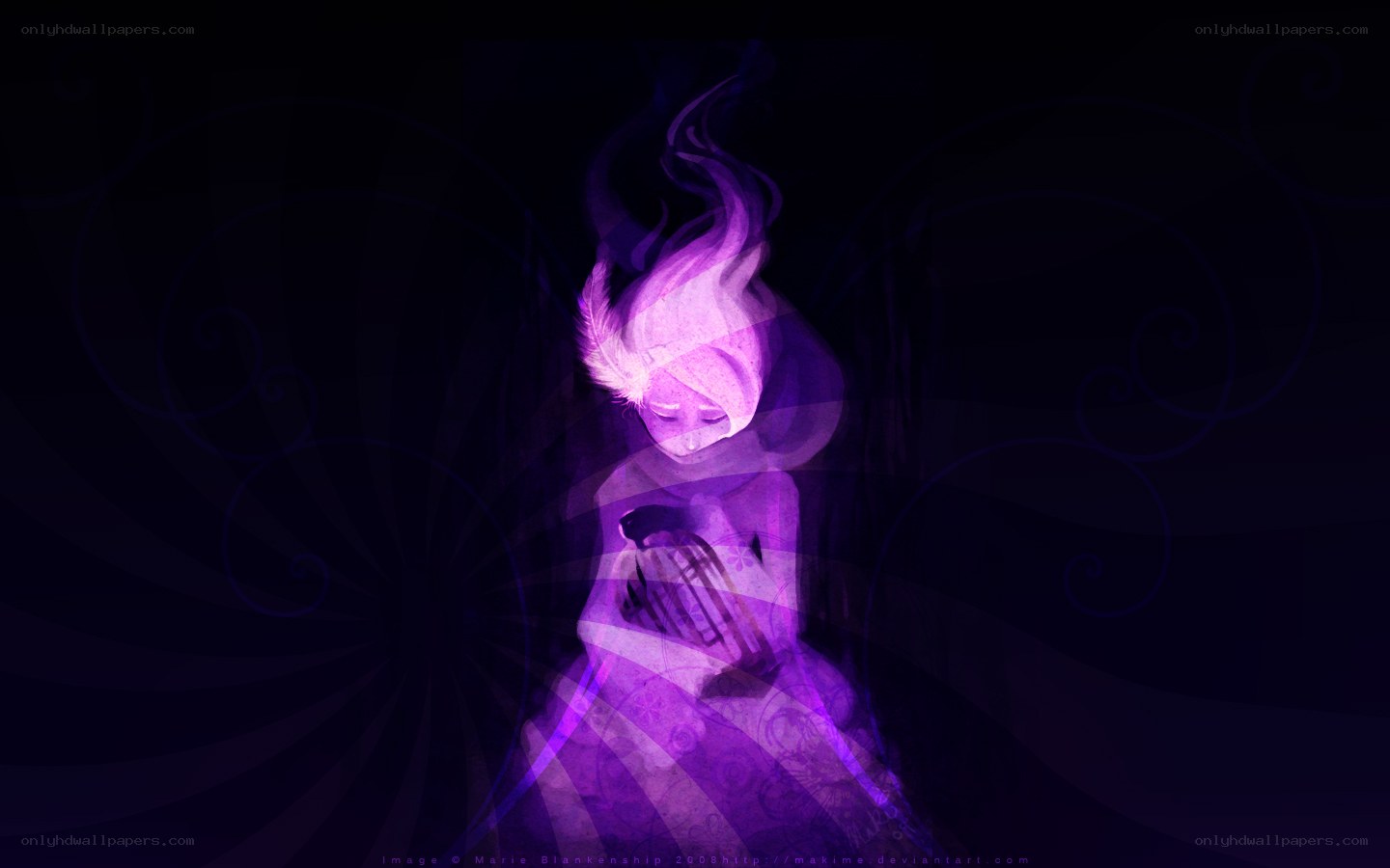 purple spirit with feather