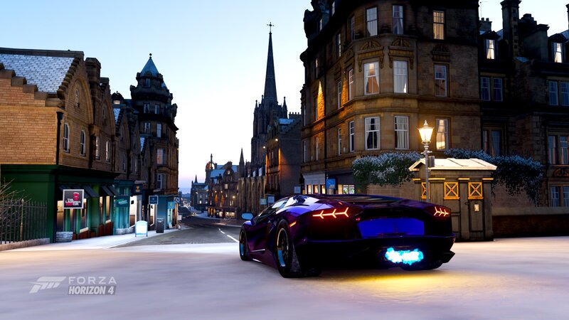 Purple Sports Car — Calm, Sunset