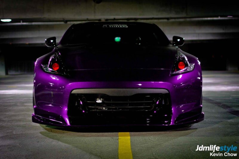 Purple Sports Car — Dramatic, Night, Photograph, Parking Garage