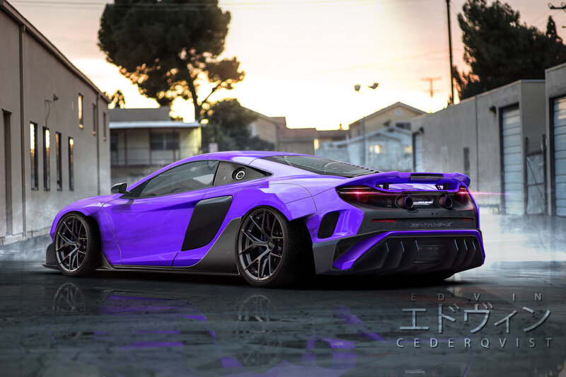 Purple Sports Car — Dramatic, Sunset, 3d Render