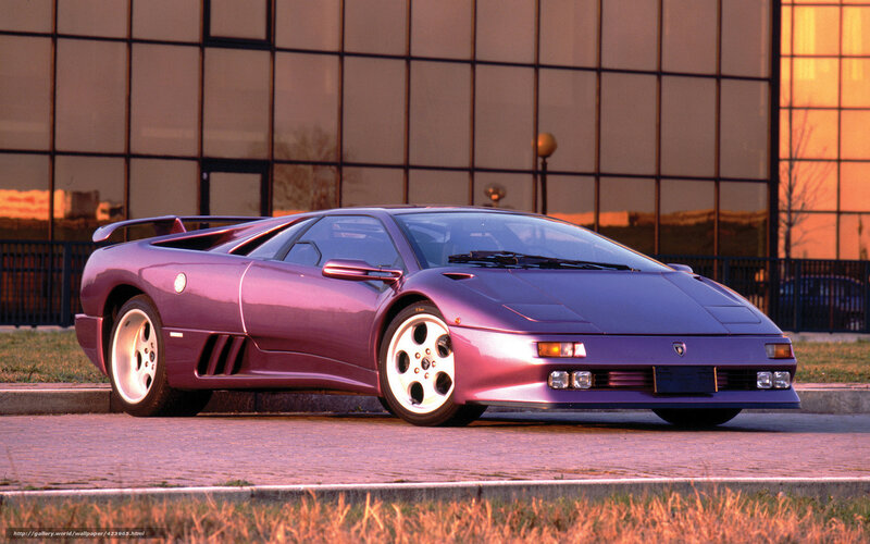 Purple Sports Car — Dramatic, Sunset, Photograph, Building