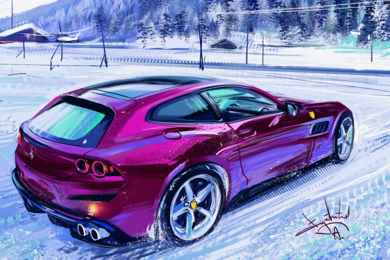 Purple Sports Car — Dynamic, Winter