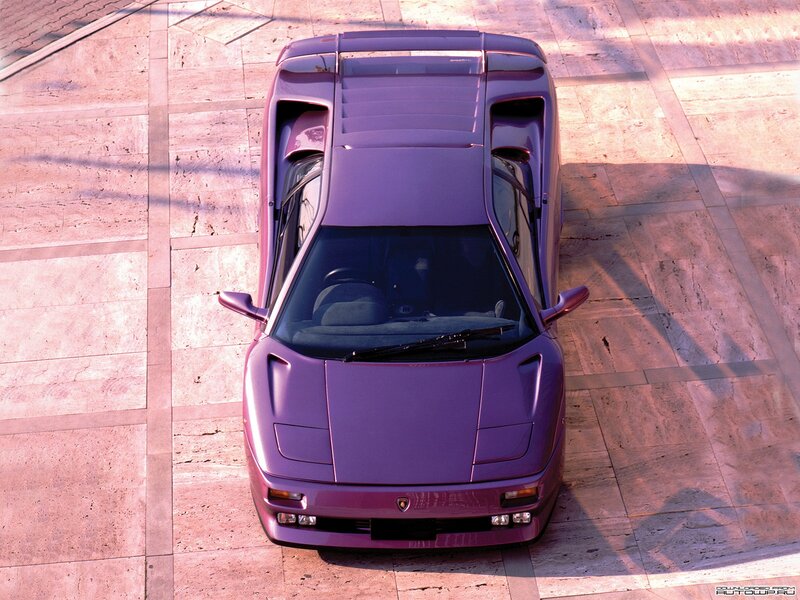 purple sports car from above