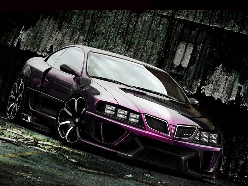 purple sports car in alley