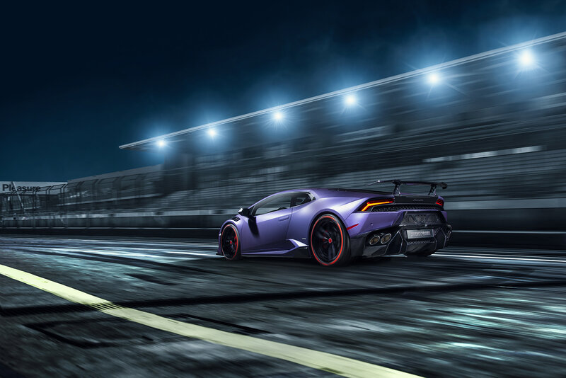 Purple sports car on racetrack