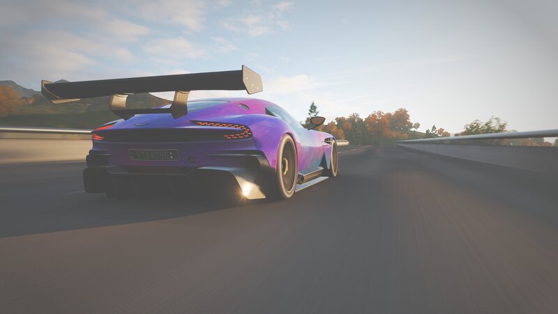 Purple Sports Car on Road — Dynamic