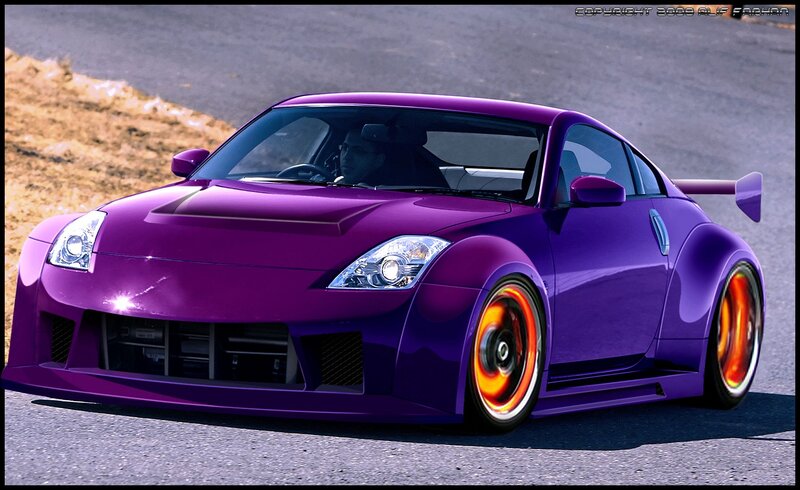 purple sports car on track