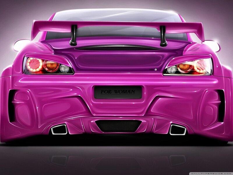 purple sports car rear view