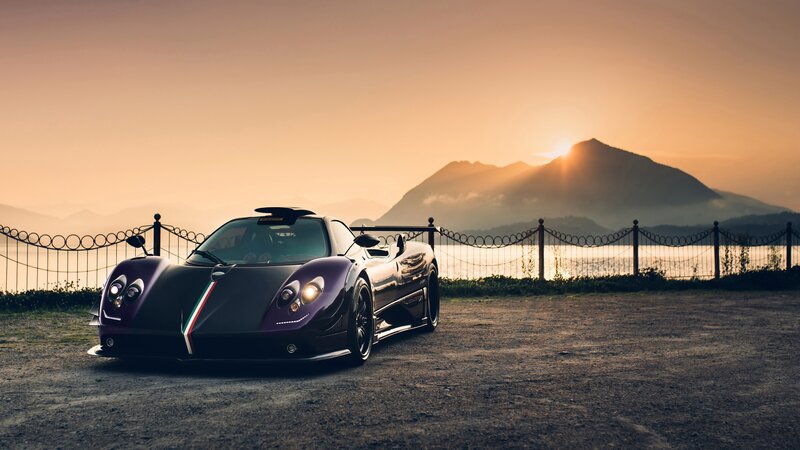 Purple Sports Car — Serene, Sunset, Photograph