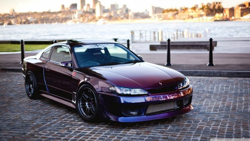 Purple Sports Car — Serene, Sunset