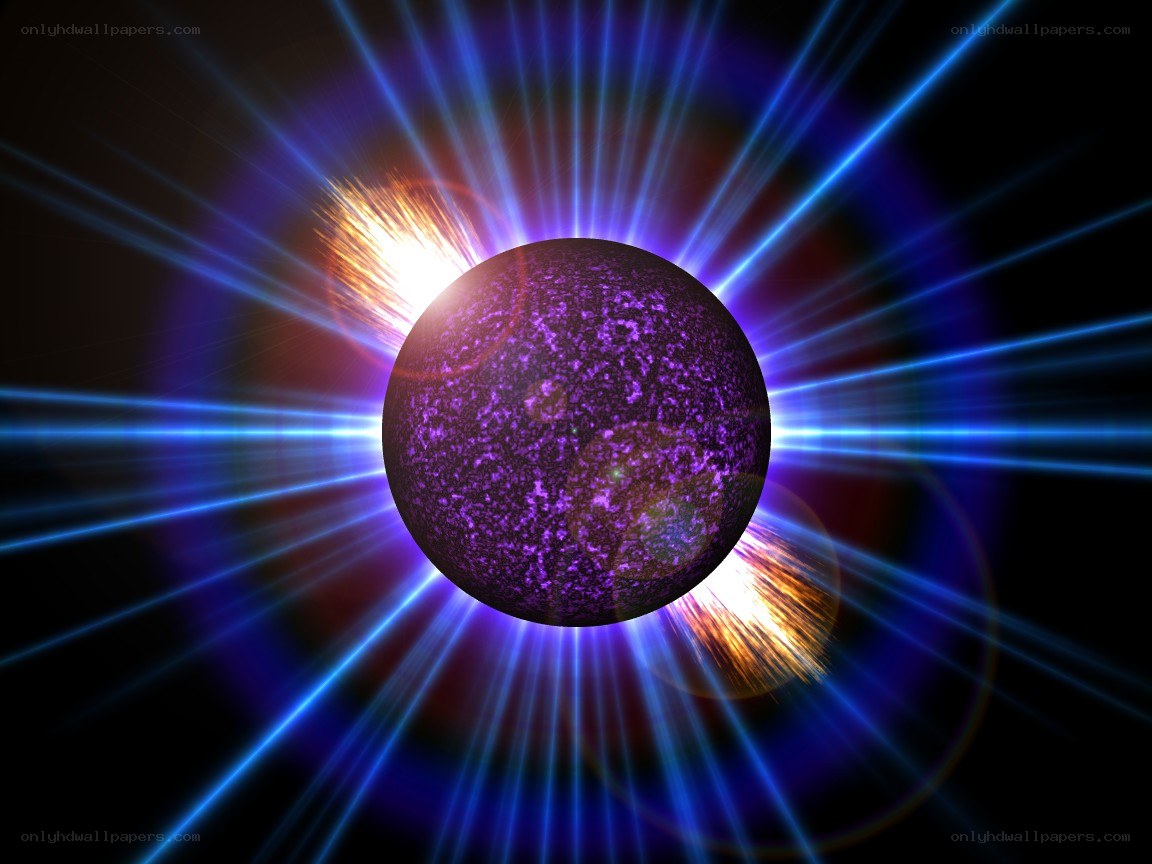 purple star with blue light beams