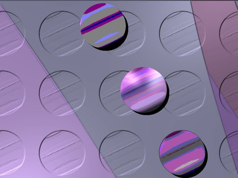Purple striped spheres on grid