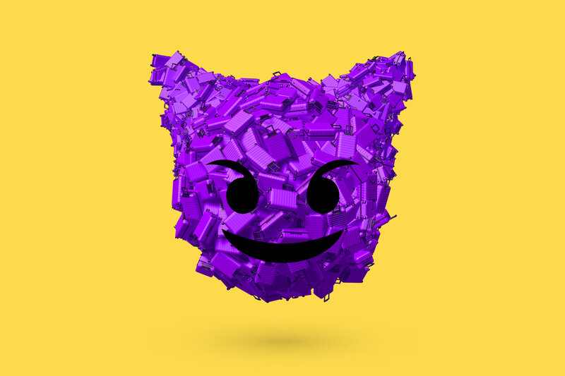 Purple Suitcase Cat Head