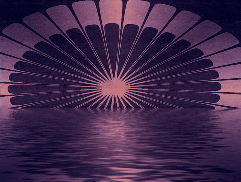 purple sunburst over water
