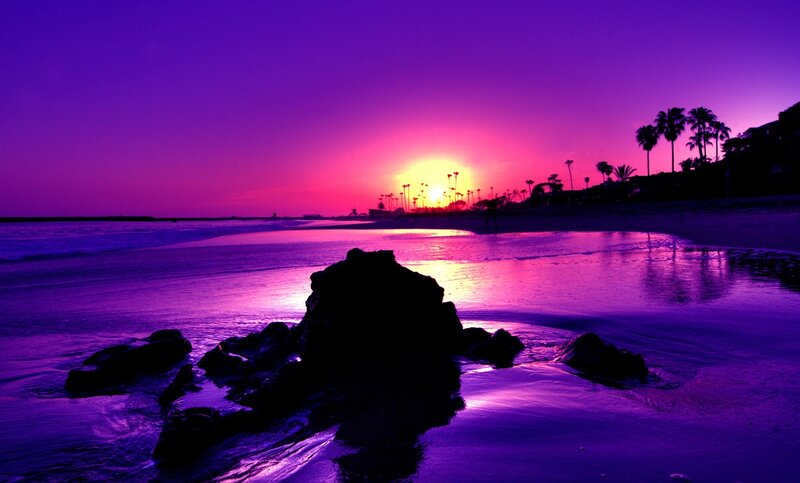 Purple Sunset at Beach — Dramatic