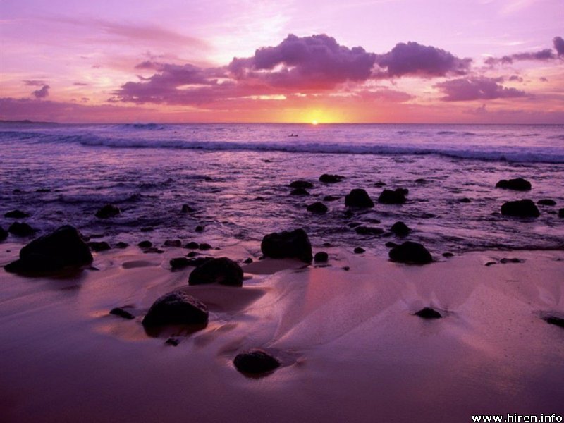 Purple Sunset at Beach — Serene