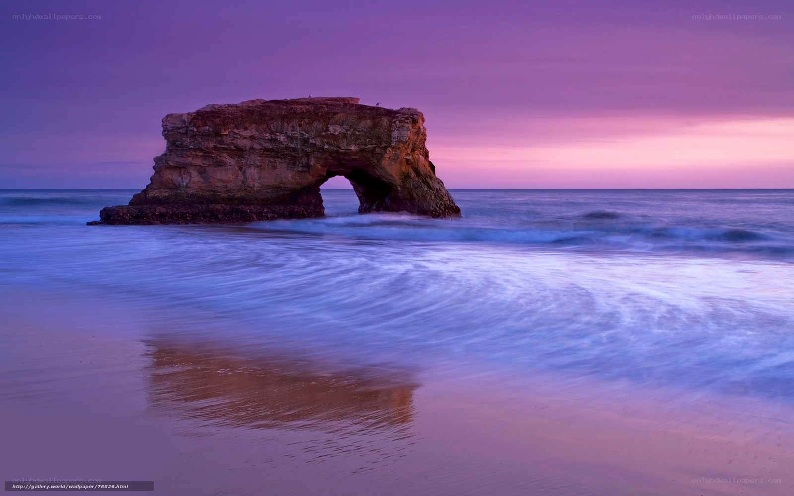 Purple sunset at sea arch