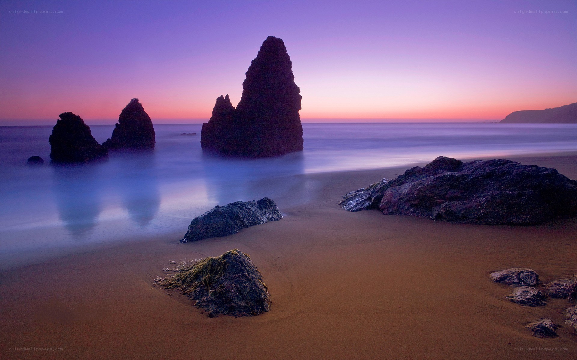 Purple sunset at the beach