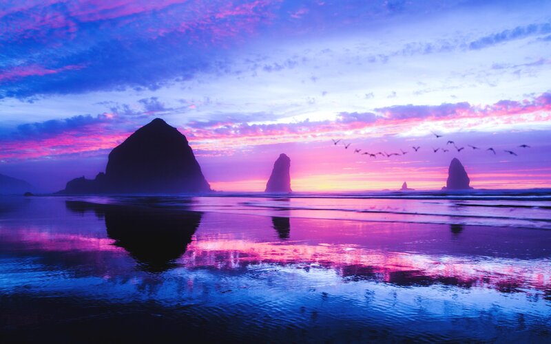 Purple sunset at the beach