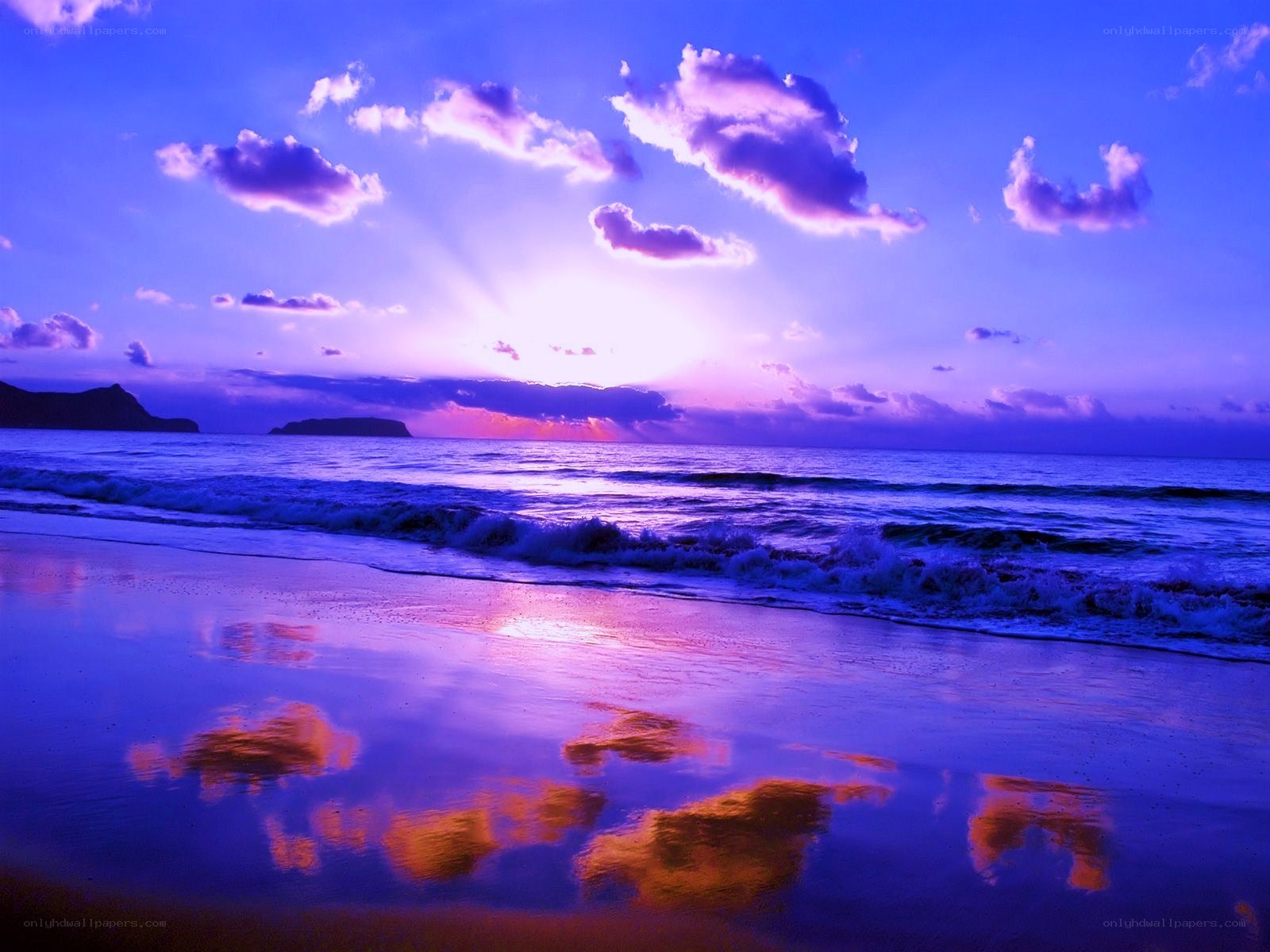 Purple sunset at the beach