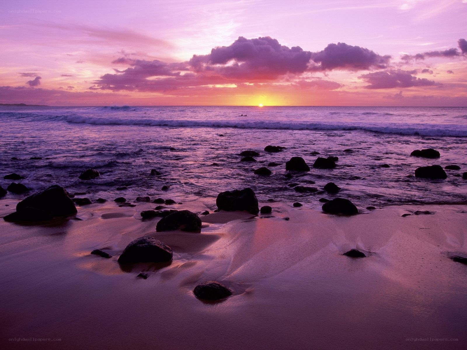 Purple sunset at the beach
