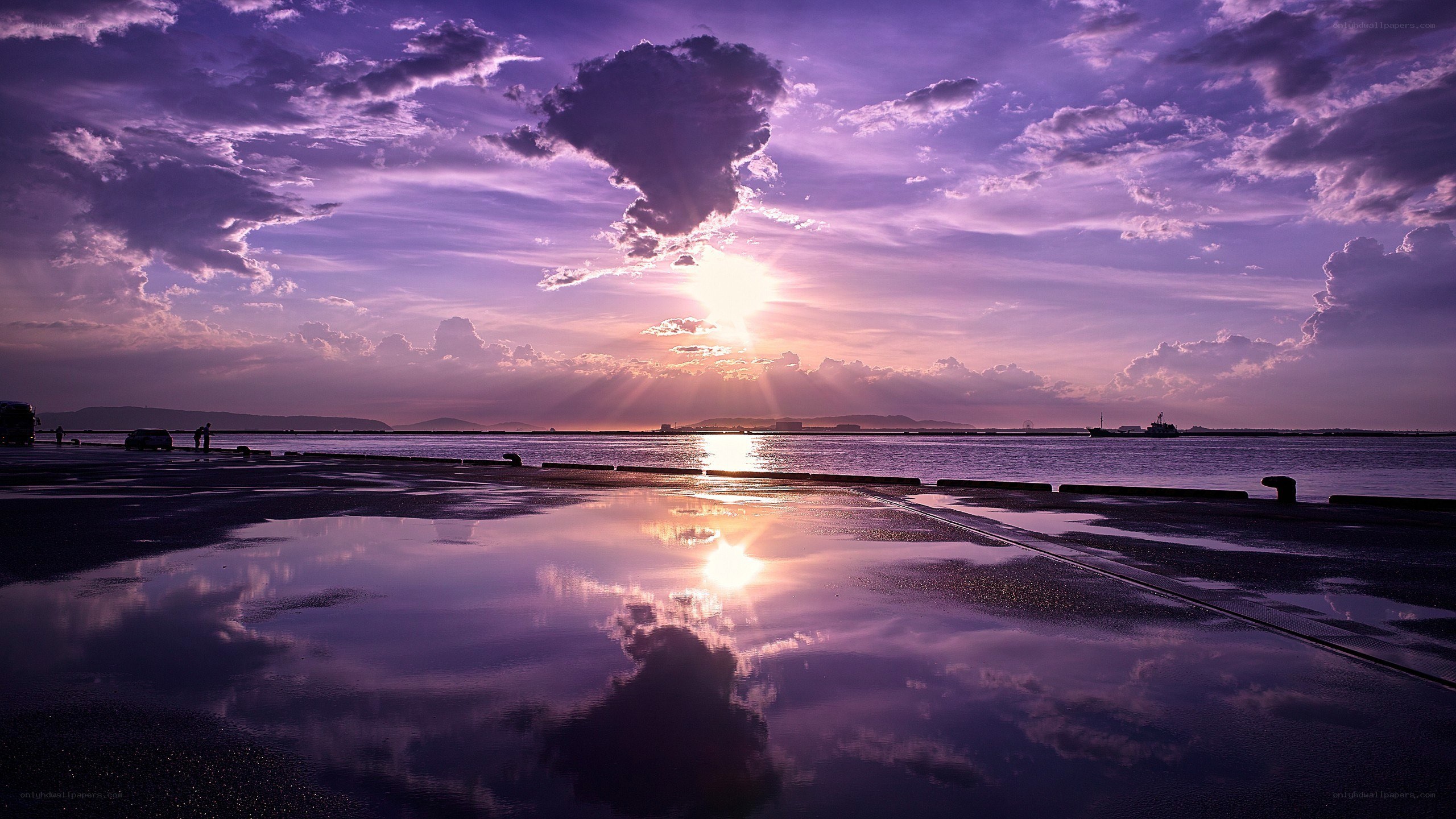 Purple sunset at the harbor