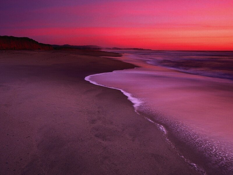 purple sunset on a beach