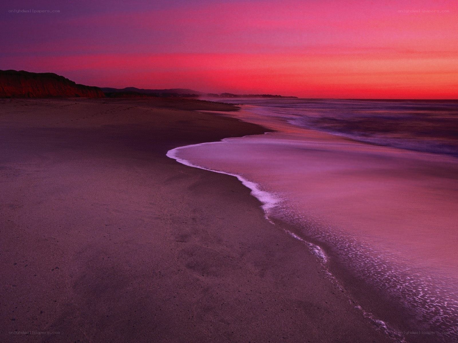 purple sunset on a beach