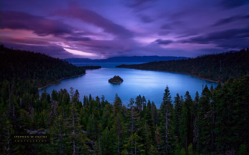 Purple sunset over a lake