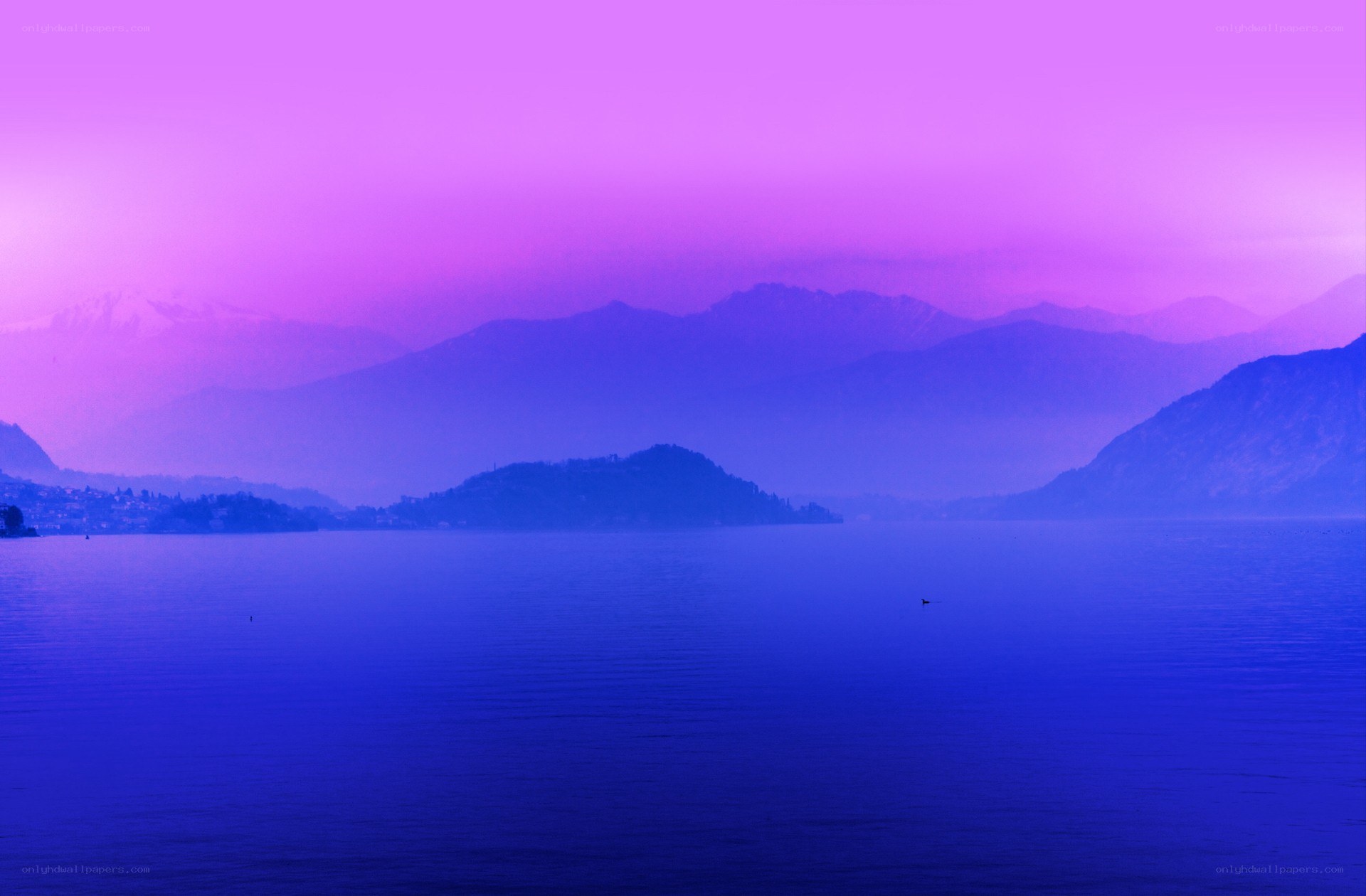 Purple sunset over a lake