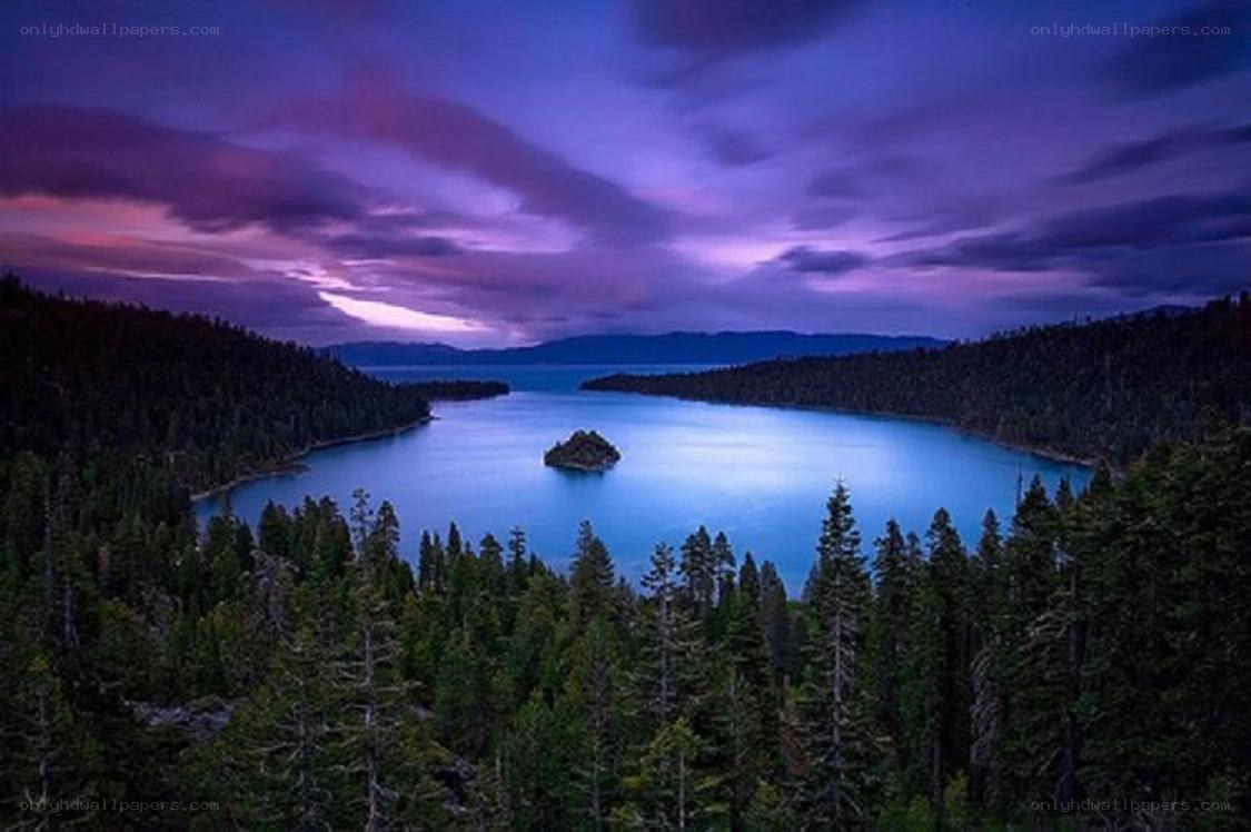 Purple sunset over a lake