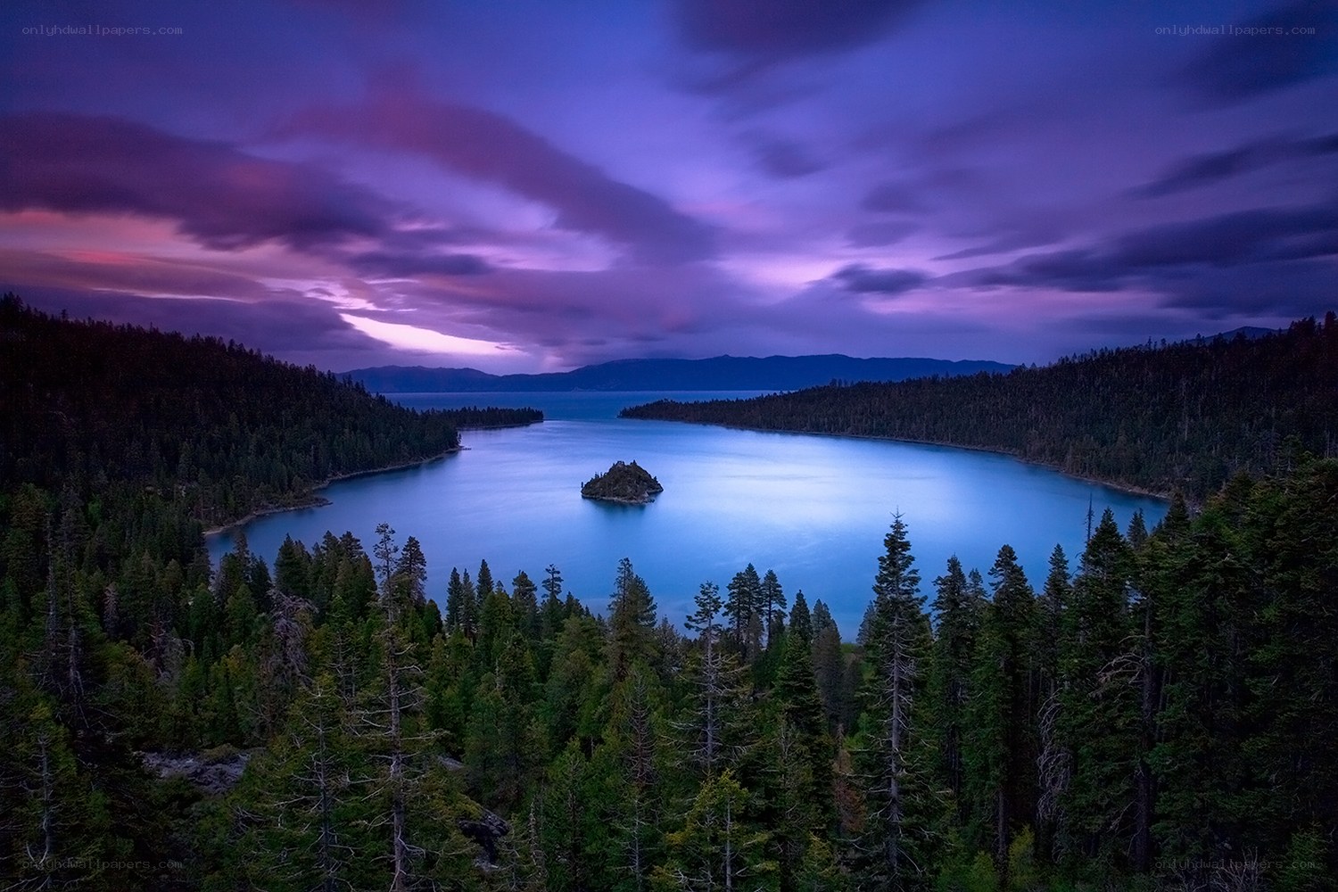 Purple sunset over a lake