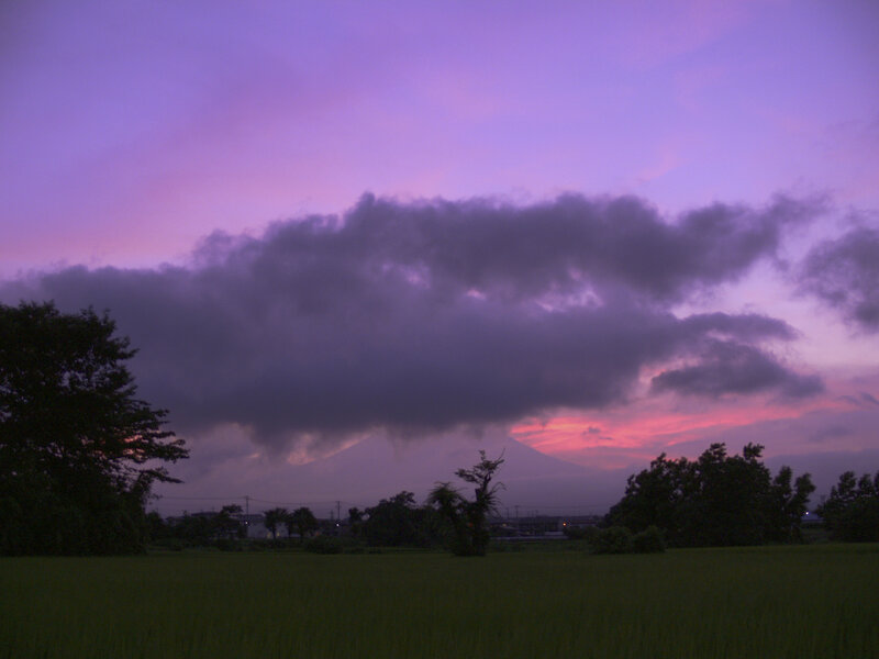 Purple sunset over a mountain