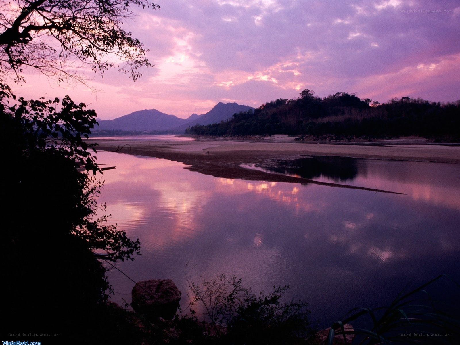 Purple sunset over a river