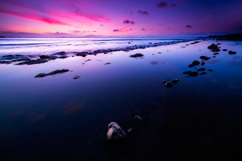 Purple Sunset over Beach — Serene