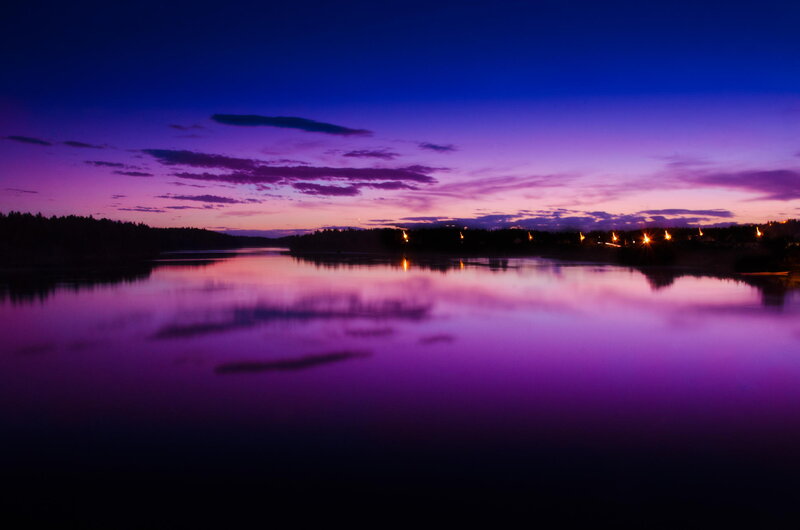 Purple Sunset over Lake — Serene, Photograph, Sky
