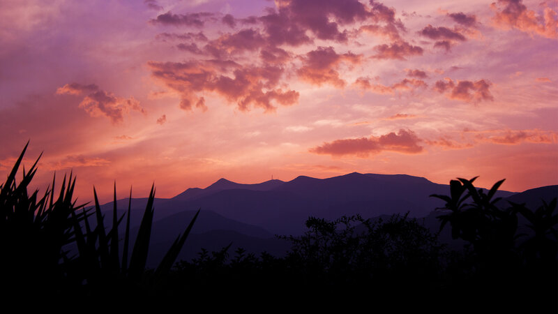 Purple sunset over mountains