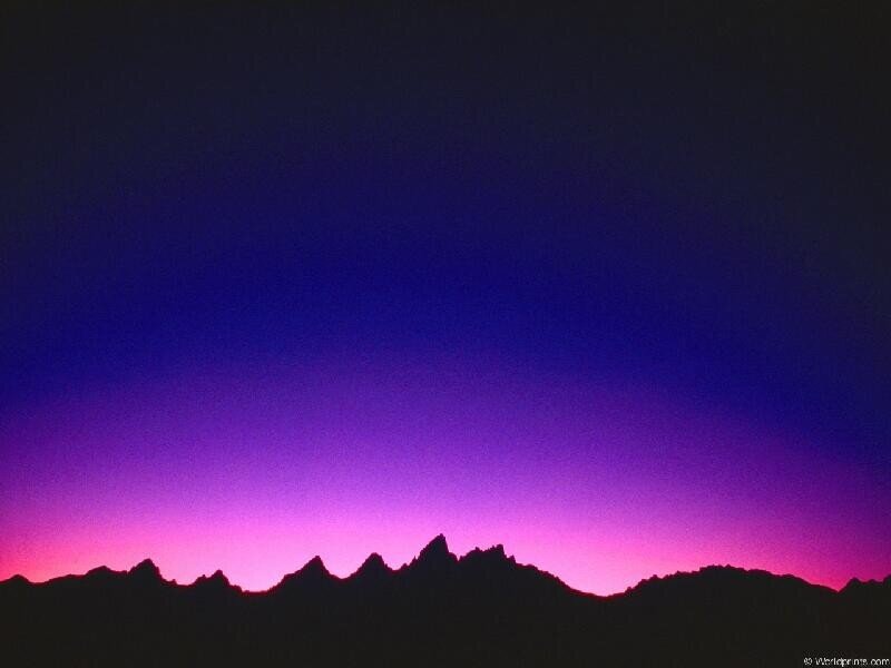 Purple sunset over mountains