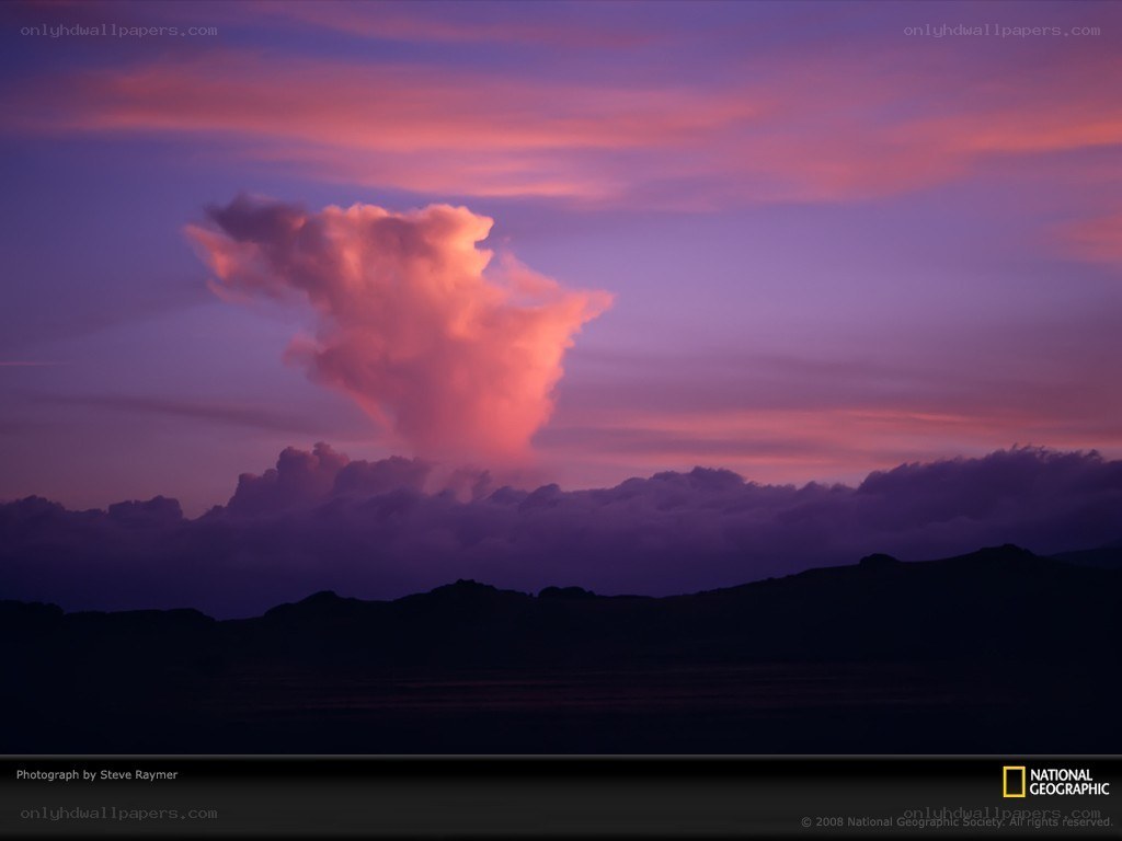 Purple sunset over mountains