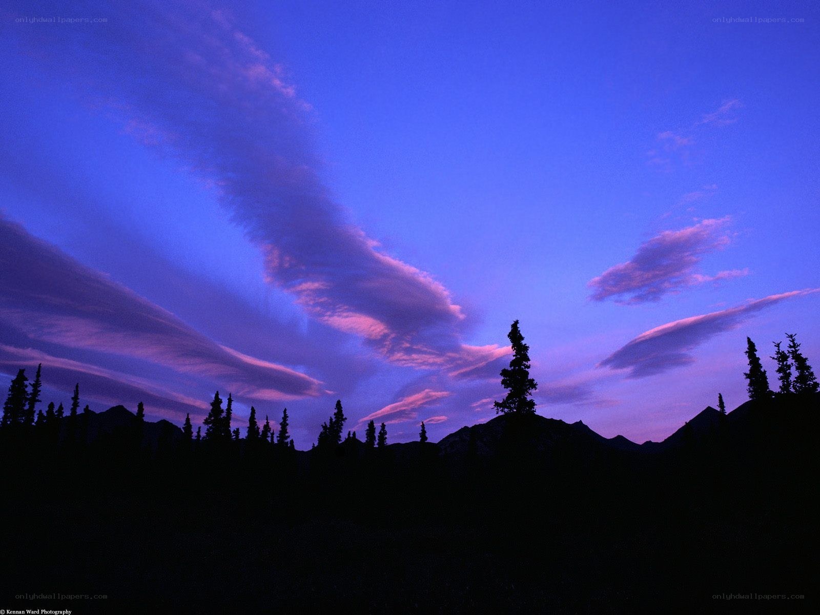 Purple sunset over mountains