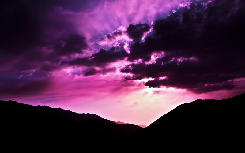 purple sunset over mountains