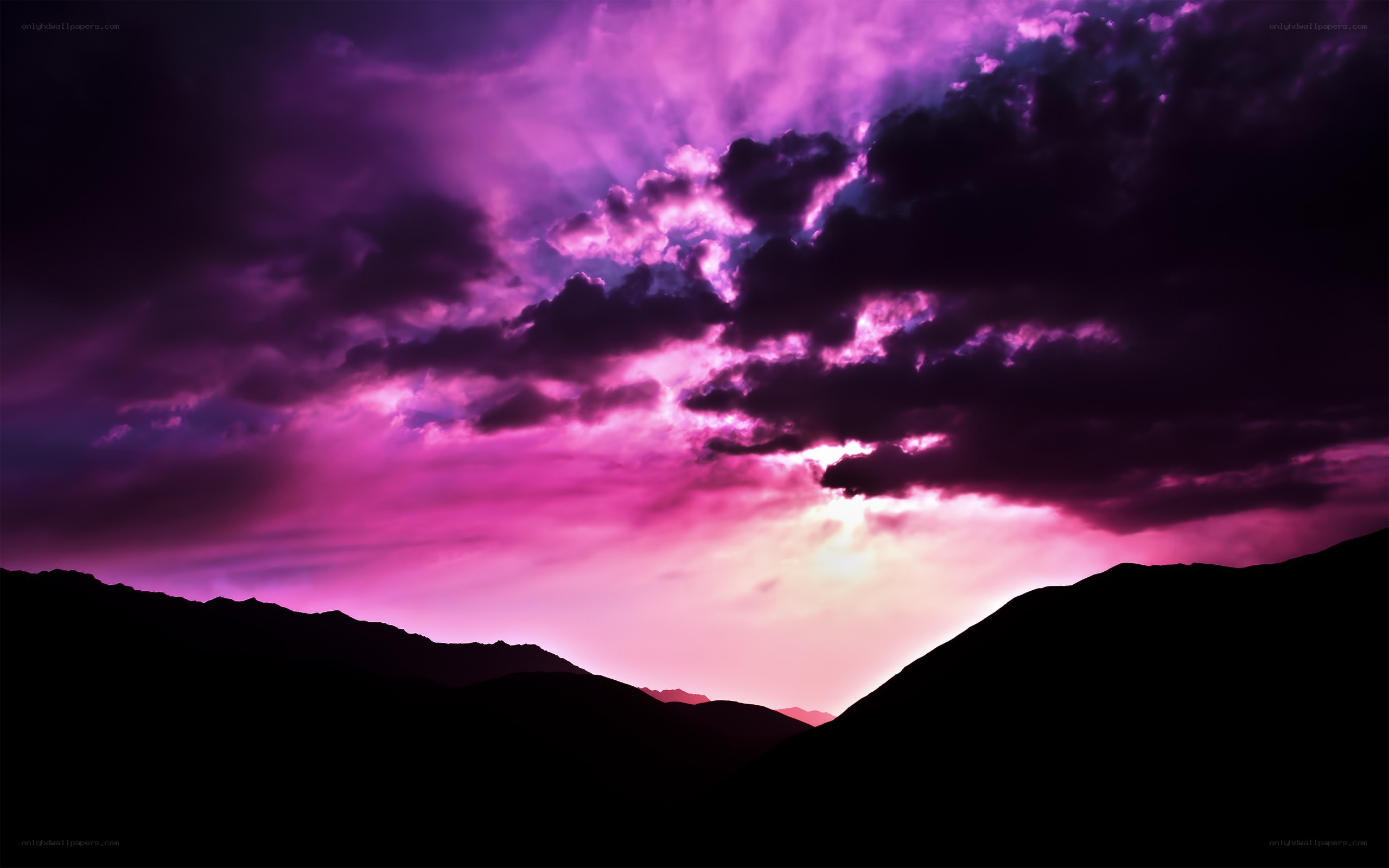 purple sunset over mountains