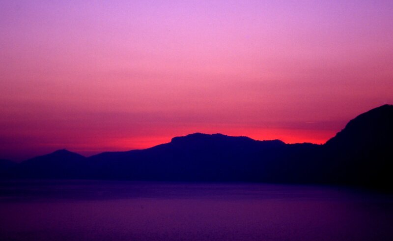 purple sunset over mountains