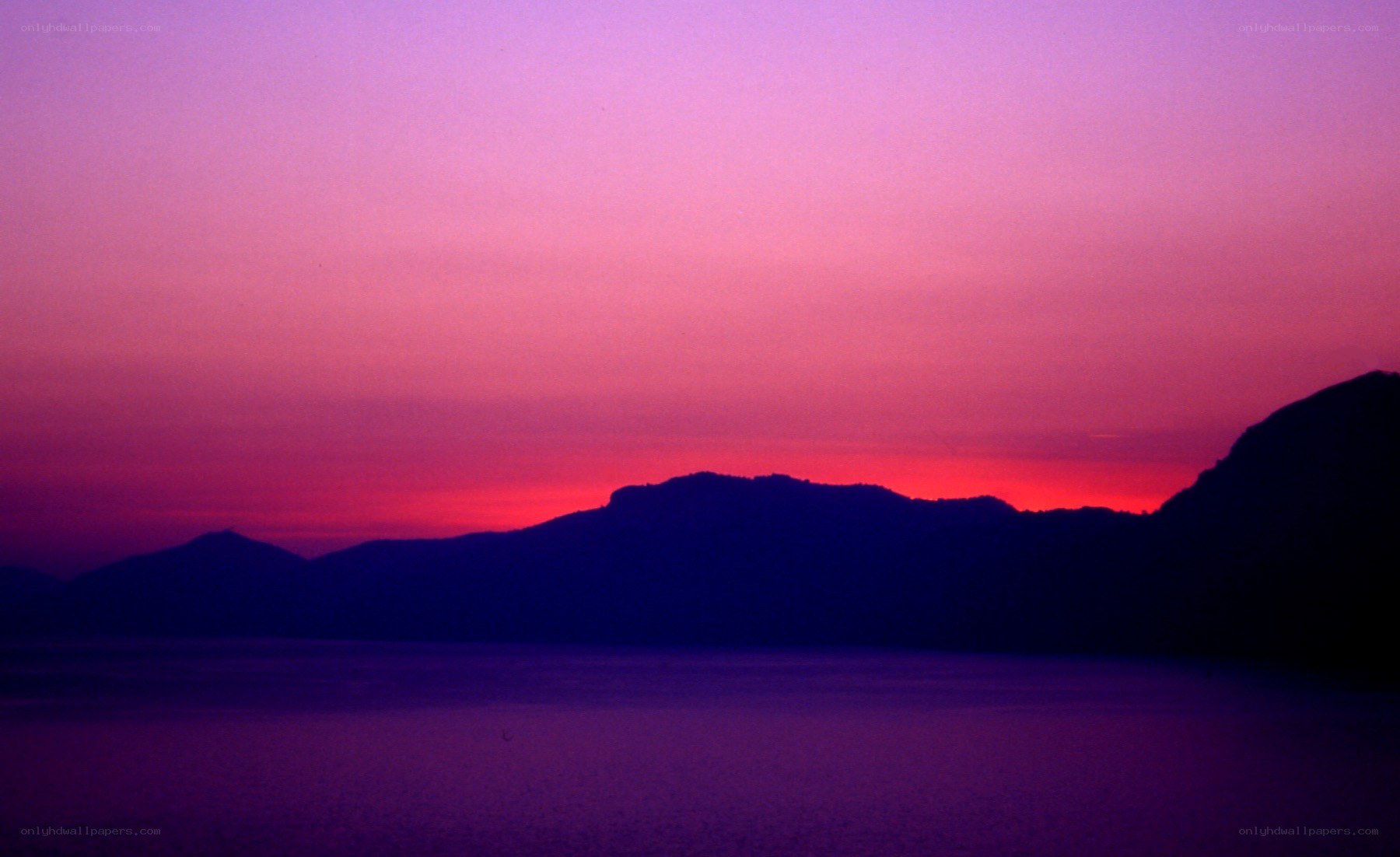 purple sunset over mountains