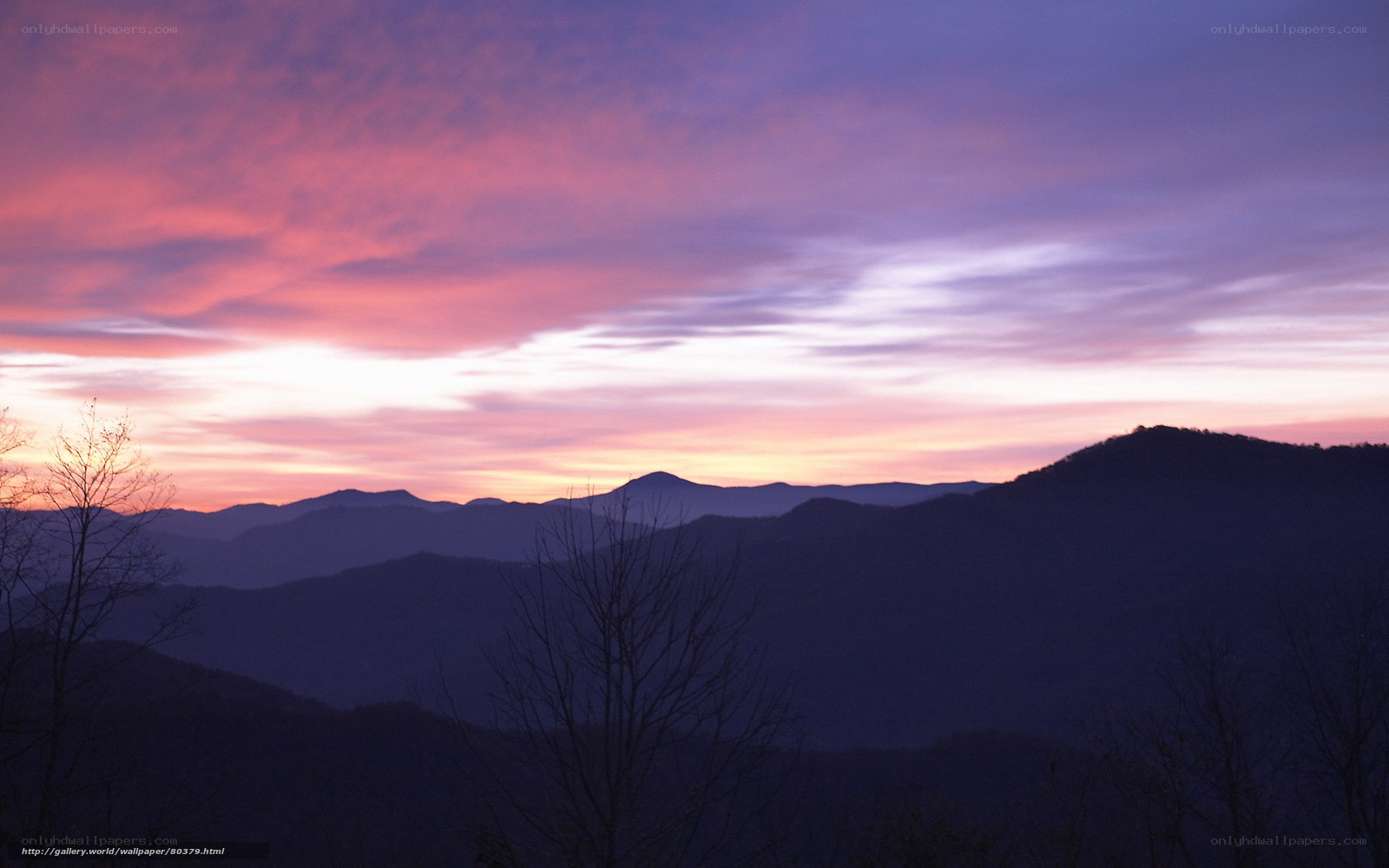 Purple sunset over mountains